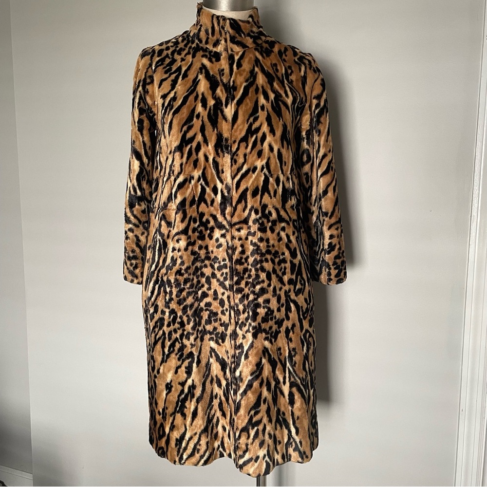 Vintage Terri Halpern leopard faux fur dress/ coat size S